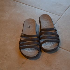 Brand New Brown Crocs Wedge Slides